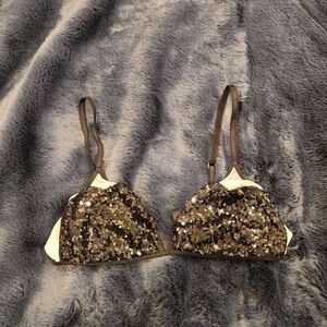 Beautiful black sequin Victorias secret bra size M! New Without tags!
